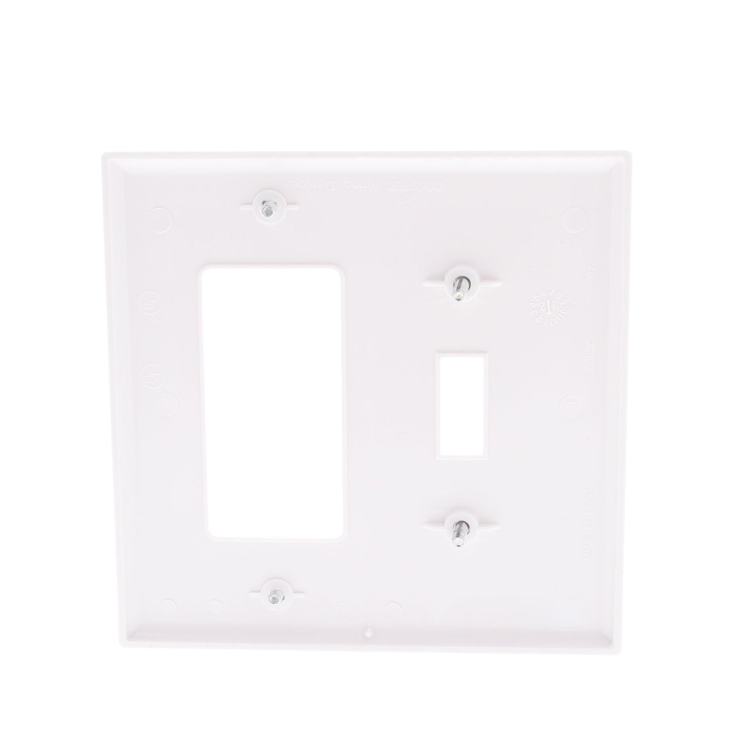 Cooper PJ126W White 2-Gang White Toggle Switch GFCI Outlet Mid-Size Nylon Cover
