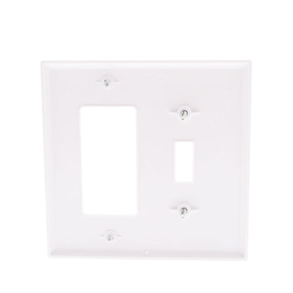Cooper PJ126W White 2-Gang White Toggle Switch GFCI Outlet Mid-Size Nylon Cover