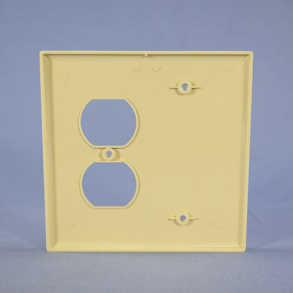 Cooper PJ138V Ivory 2-Gang Duplex Blank Unbreakable Mid-Size Wallplate Box Mount