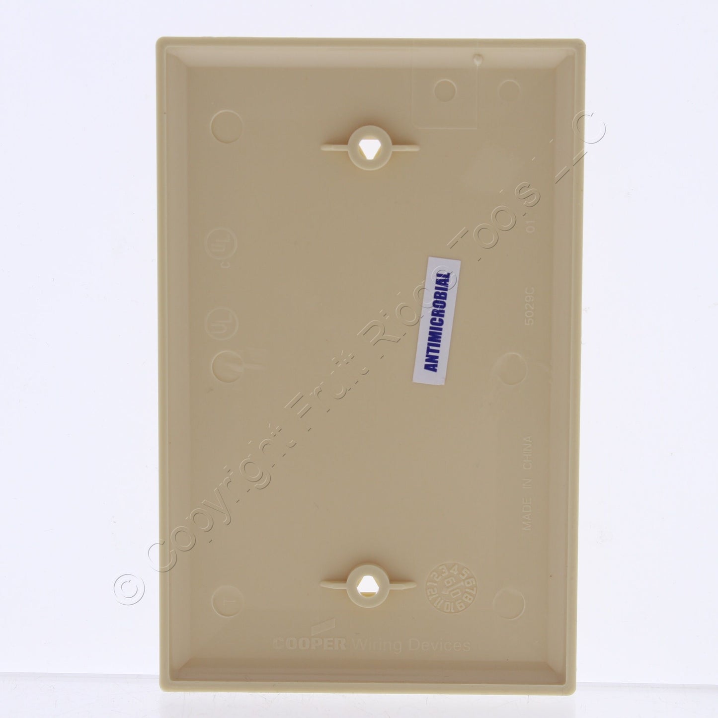 Cooper PJ13V Ivory Antimicrobial Unbreakable Mid-Size 1-Gang Blank Nylon Cover