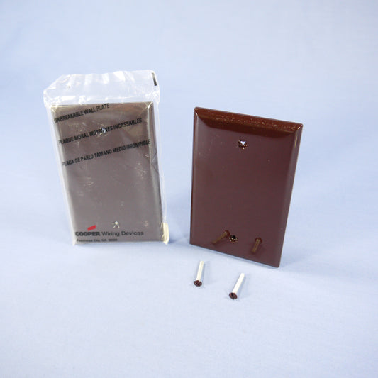 Cooper PJ13B Brown 1-Gang Blank Unbreakable Midsize Wallplate Box Mount 2pcs