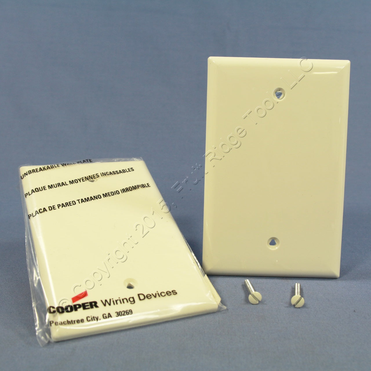 Cooper PJ13LA Lt Almond 1-Gang Blank Unbreakable Midsize Wallplate Box Mount 2pc