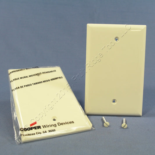 Cooper PJ13LA Lt Almond 1-Gang Blank Unbreakable Midsize Wallplate Box Mount 2pc