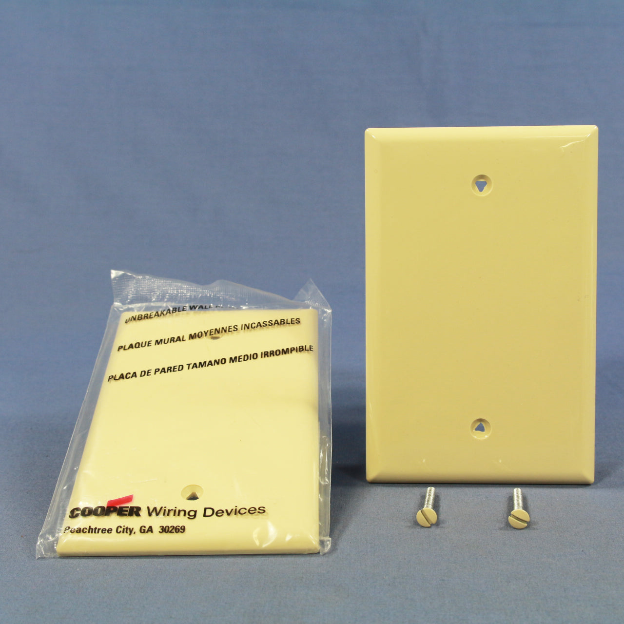 Cooper PJ13V Ivory 1-Gang Unbreakable Mid-Size Blank Nylon Wallplate Covers 2pcs