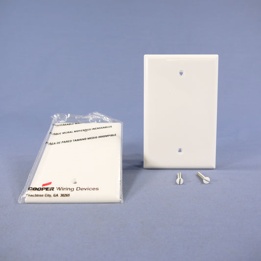 Cooper PJ13W White 1-Gang Blank Unbreakable Midsize Wallplate Box Mount 2pcs
