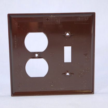Cooper PJ18B Brown 2-Gang Toggle Duplex Outlet Unbreakable Mid-Size Wallplate
