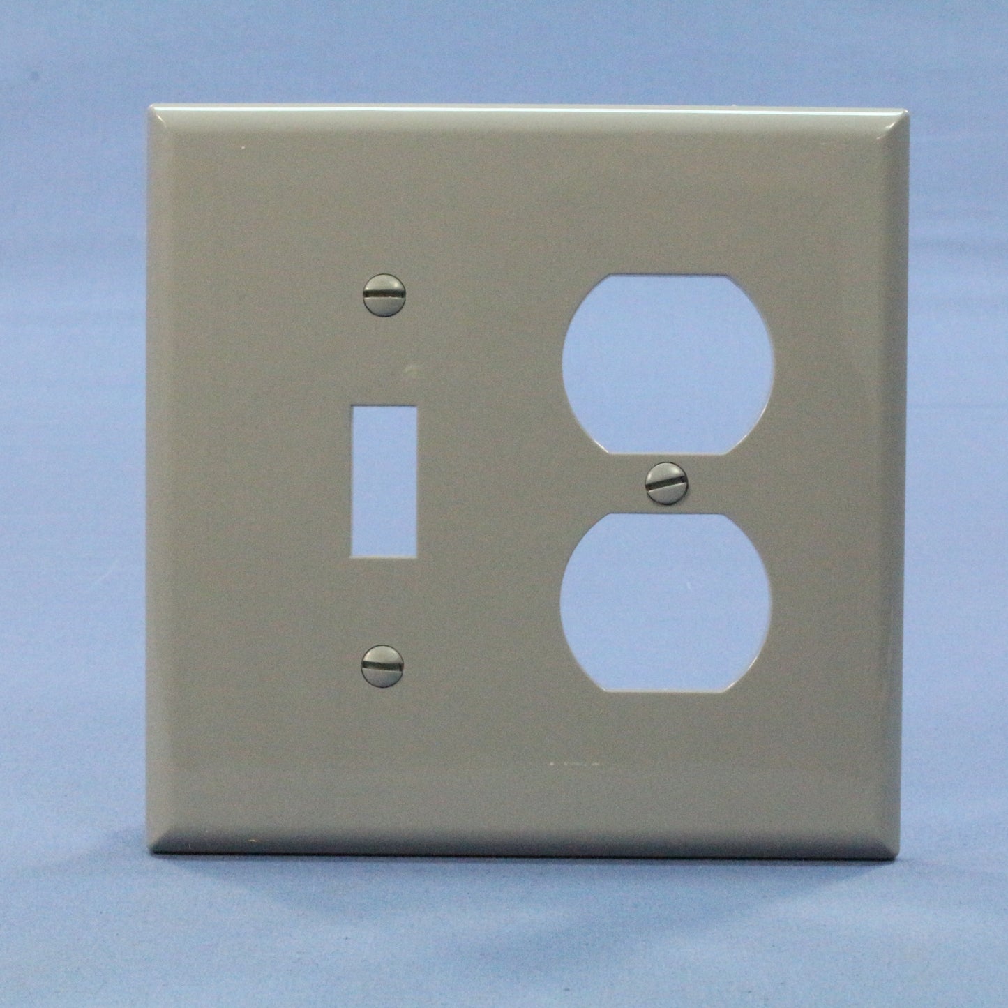 Cooper PJ18GY Gray 2-Gang Toggle Switch Duplex Outlet Mid-Size Nylon Wallplate