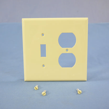 Cooper PJ18V Ivory 2-Gang Toggle Switch Duplex Outlet Mid-Size Nylon Wallplate