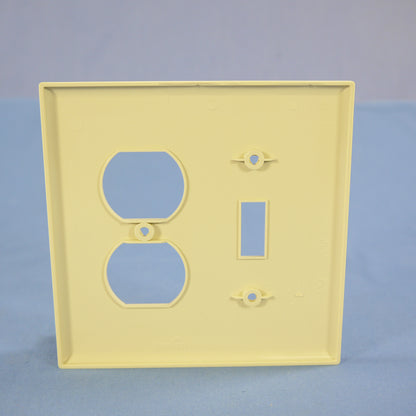 Cooper PJ18V Ivory 2-Gang Toggle Switch Duplex Outlet Mid-Size Nylon Wallplate