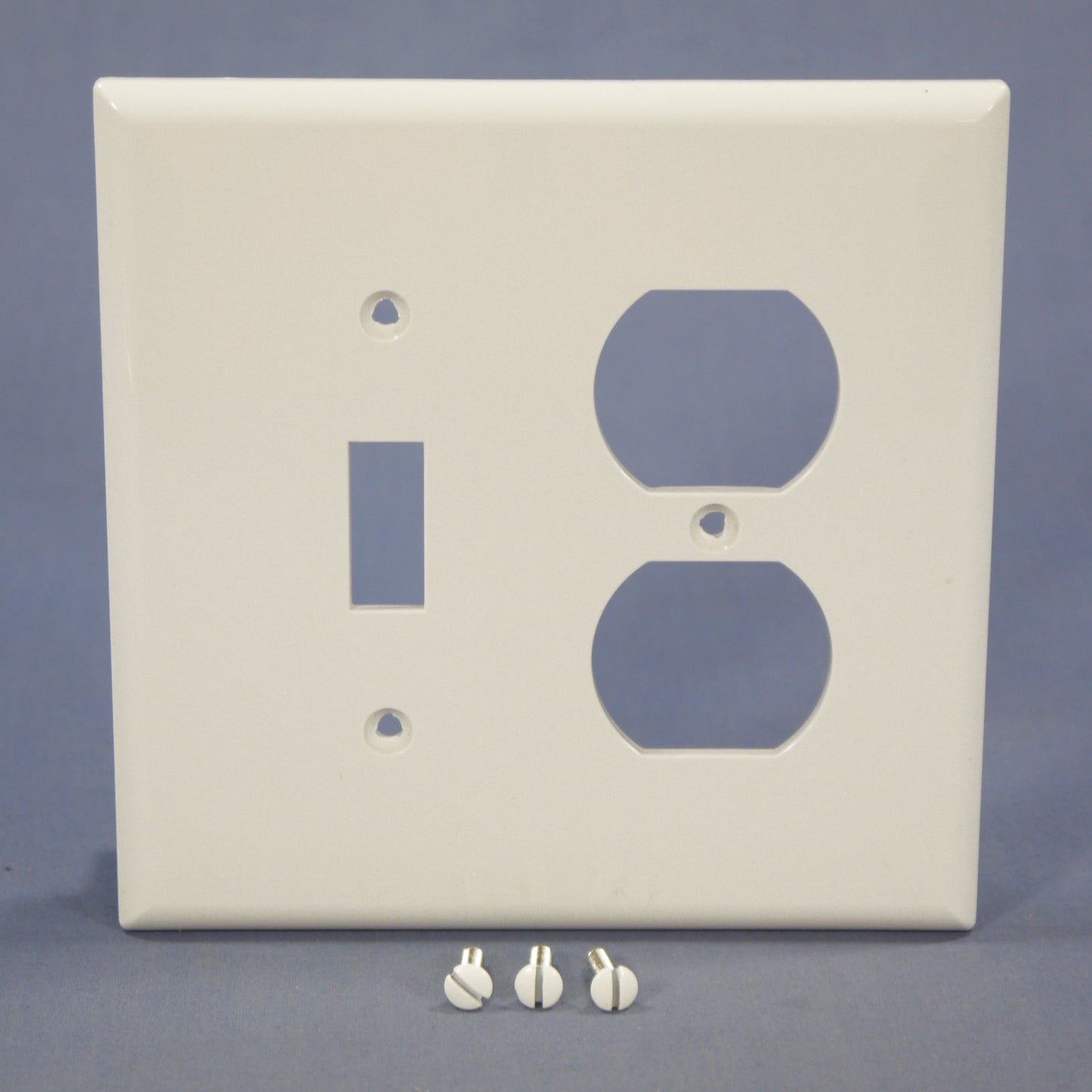 Cooper PJ18W White 2-Gang Toggle Switch Duplex Outlet Mid-Size Nylon Wallplate