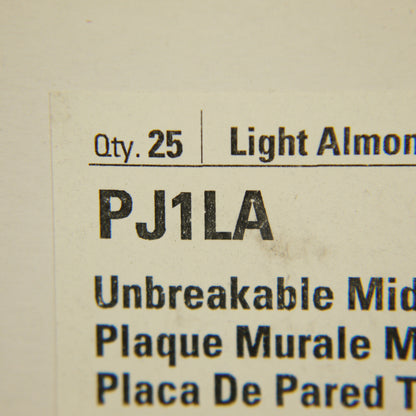 Cooper PJ1LA Light Almond 1-Gang Mid-Size Toggle Switch Nylon Wallplates 25pcs