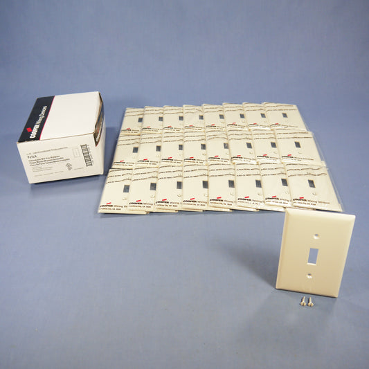 Cooper PJ1LA Light Almond 1-Gang Mid-Size Toggle Switch Nylon Wallplates 25pcs
