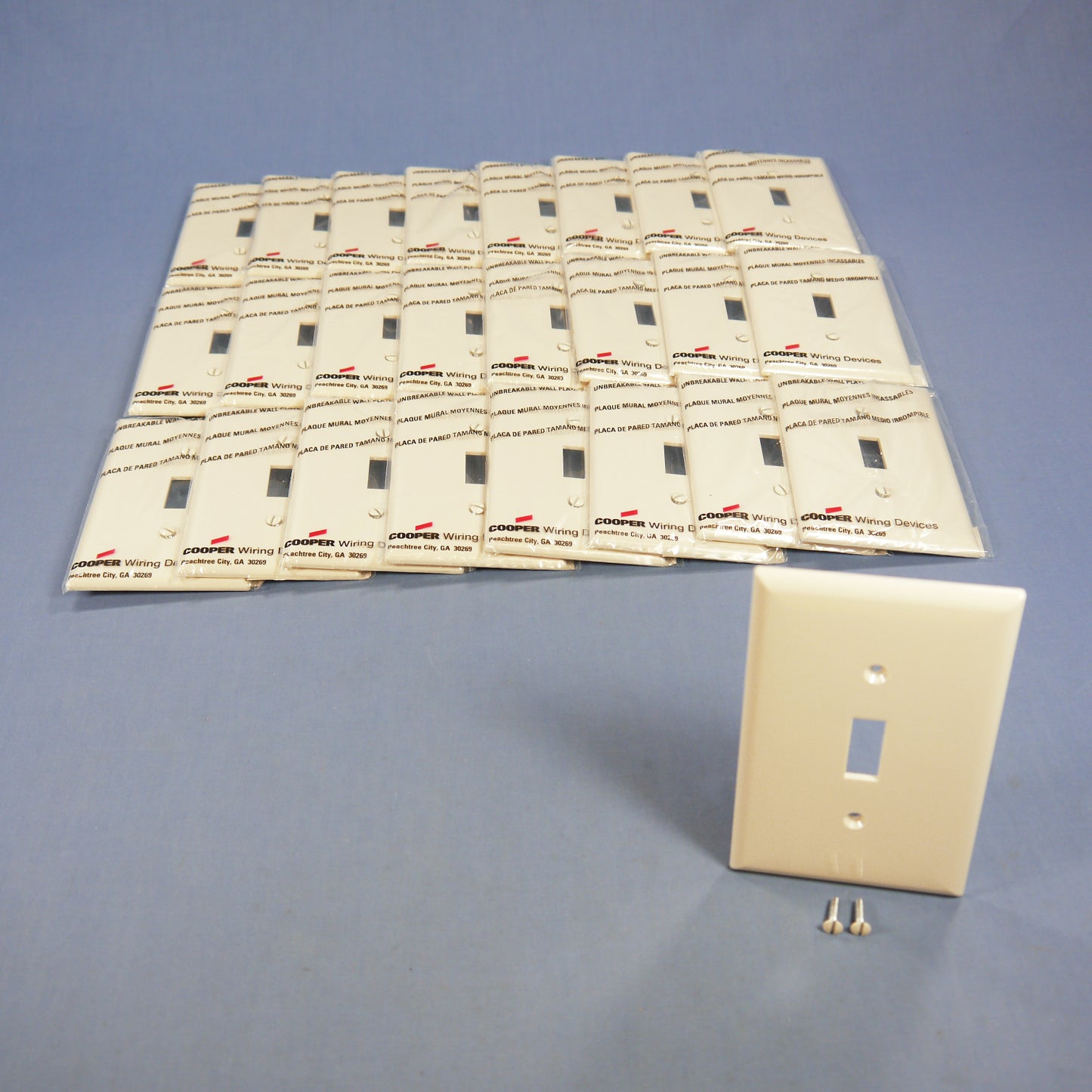 Cooper PJ1LA Light Almond 1-Gang Mid-Size Toggle Switch Nylon Wallplates 25pcs