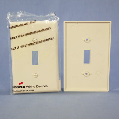 Cooper PJ1LA Light Almond 1-Gang Mid-Size Toggle Switch Nylon Wallplates 25pcs