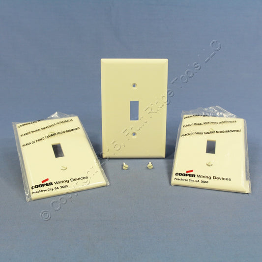 Cooper PJ1LA Lt Almond 1-Gang Toggle Unbreakable Mid-Size Wallplate Cover 3pcs