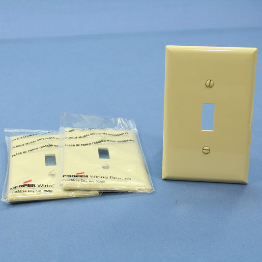 Cooper PJ1V Ivory 1-Gang Toggle Unbreakable Nylon Mid-Size Wallplate Cover 3pcs