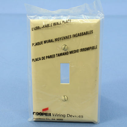 Cooper PJ1V Ivory 1-Gang Toggle Unbreakable Nylon Mid-Size Wallplate Cover 3pcs