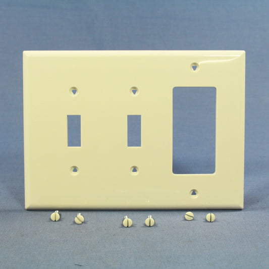 Cooper PJ226LA Lt Almond 3-Gang Toggle Decorator Unbreakable Mid-Size Wallplate