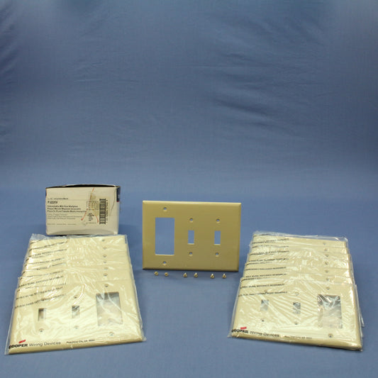 Cooper PJ226V Ivory Mid-Size 3-Gang Decorator GFCI Toggle Cover Plates 15-Pack