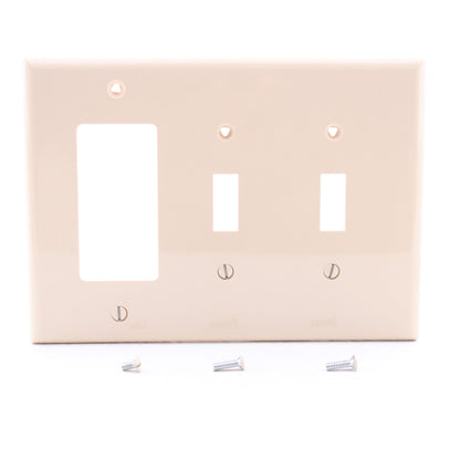 Cooper PJ226V Ivory 3-Gang Toggle Decorator Unbreakable Mid-Size Wallplate Cover