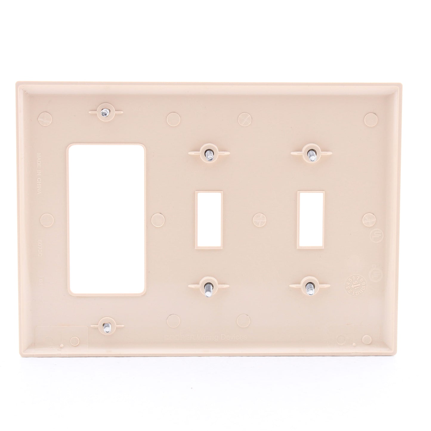Cooper PJ226V Ivory 3-Gang Toggle Decorator Unbreakable Mid-Size Wallplate Cover