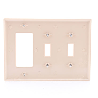 Cooper PJ226V Ivory 3-Gang Toggle Decorator Unbreakable Mid-Size Wallplate Cover
