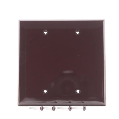 Cooper PJ23B Brown 2-Gang Mid-Size Unbreakable Blank Wallplate Nylon Cover