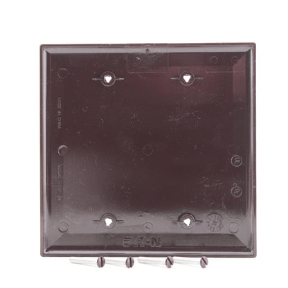 Cooper PJ23B Brown 2-Gang Mid-Size Unbreakable Blank Wallplate Nylon Cover