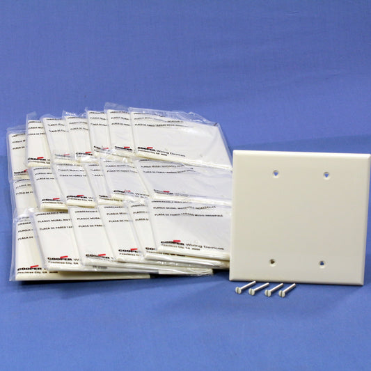 Cooper PJ23LA Lt Almond 2-Gang Blank Unbreakable Mid-Size Covers Box Mount 20pcs