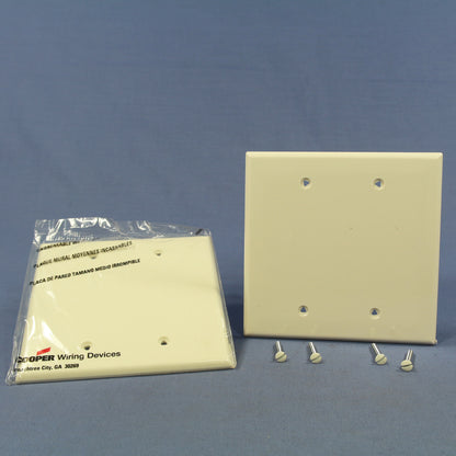 Cooper PJ23LA Light Almond Mid-Size 2-Gang Blank Nylon Wallplate Covers 2-Pack