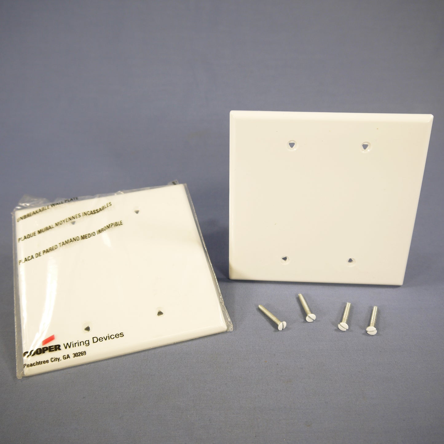 Cooper PJ23W White MidSize 2Gang Blank Nylon Unbreakable Wallplate Covers 2-Pack