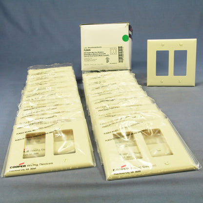 Cooper PJ262A Almond 2-Gang Decorator GFCI Nylon Mid-Size Wallplate Cover 20pcs