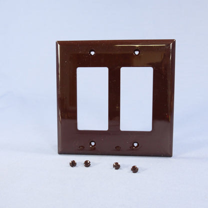 Cooper PJ262B Brown 2-Gang Decorator GFCI Unbreakable Mid-Size Wallplate Cover