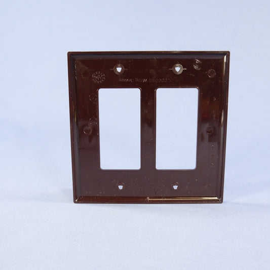 Cooper PJ262B Brown 2-Gang Decorator GFCI Unbreakable Mid-Size Wallplate Cover