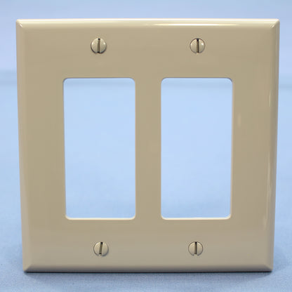 Cooper PJ262GY Gray 2-Gang Decorator GFCI Unbreakable Mid-Size Wallplate Cover