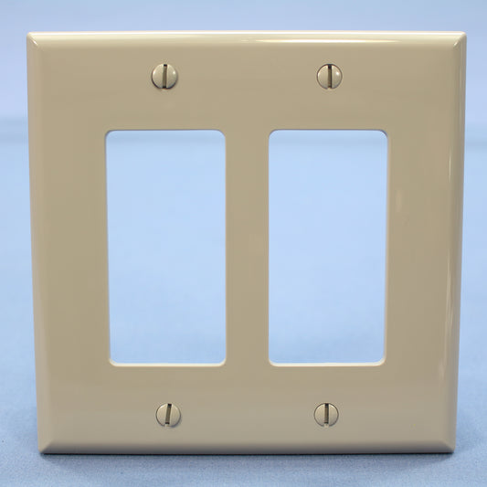 Cooper PJ262GY Gray 2-Gang Decorator GFCI Unbreakable Mid-Size Wallplate Cover