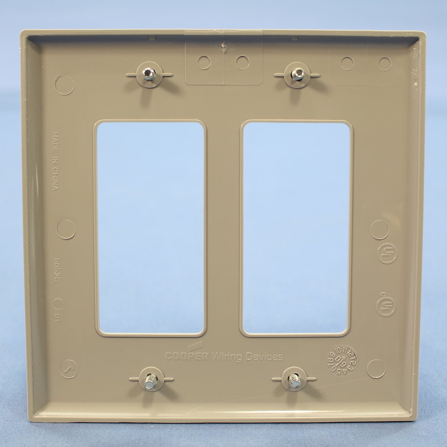 Cooper PJ262GY Gray 2-Gang Decorator GFCI Unbreakable Mid-Size Wallplate Cover