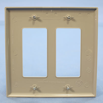 Cooper PJ262GY Gray 2-Gang Decorator GFCI Unbreakable Mid-Size Wallplate Cover