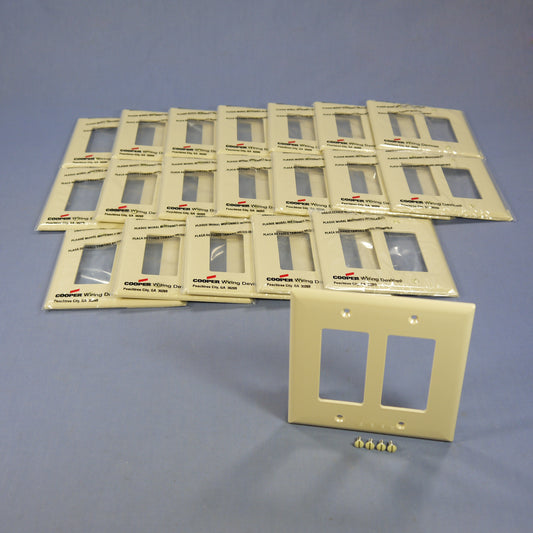 Cooper PJ262V Ivory 2-Gang Decorator GFCI Nylon Mid-Size Wallplate Cover 20-pack