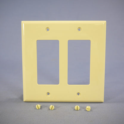 Cooper PJ262V Ivory 2-Gang Decorator GFCI Unbreakable Mid-Size Wallplate Cover