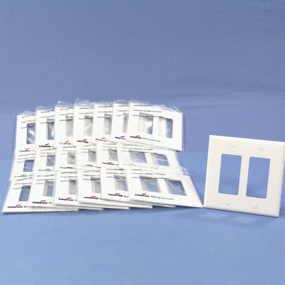 Cooper PJ262W White 2-Gang Decorator GFCI Nylon Mid-Size Wallplate Cover 20-pack
