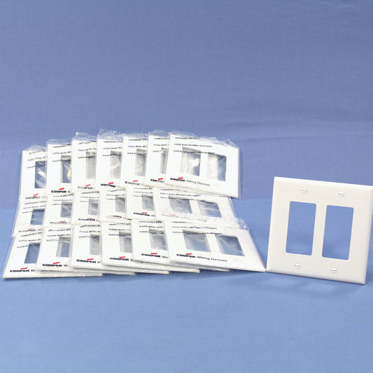 Cooper PJ262W White 2-Gang Decorator GFCI Nylon Mid-Size Wallplate Cover 20-pack