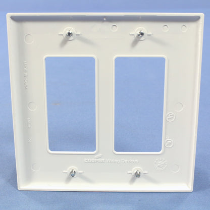 Cooper PJ262W White 2-Gang Decorator GFCI Nylon Mid-Size Wallplate Cover 20-pack