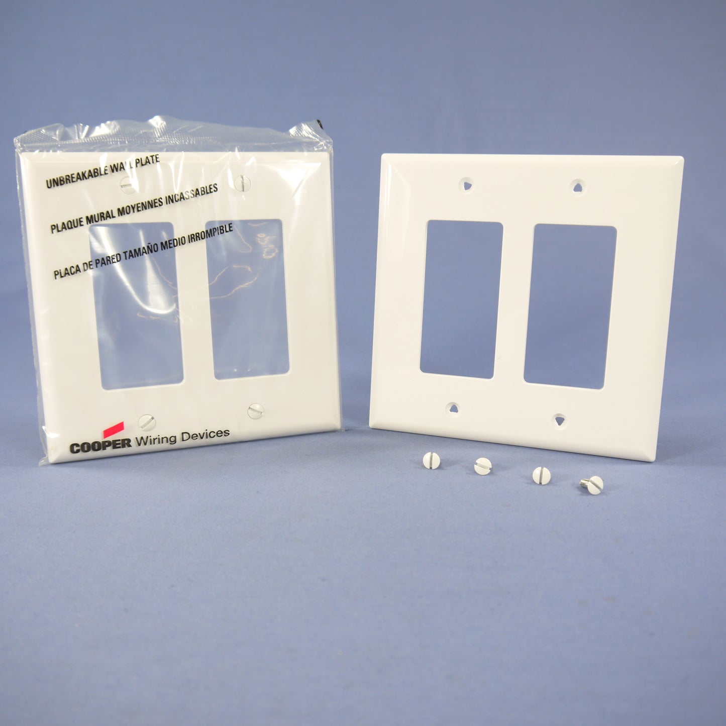 Cooper PJ262W White 2-Gang Decorator GFCI Nylon Mid-Size Wallplate Cover 2-pack