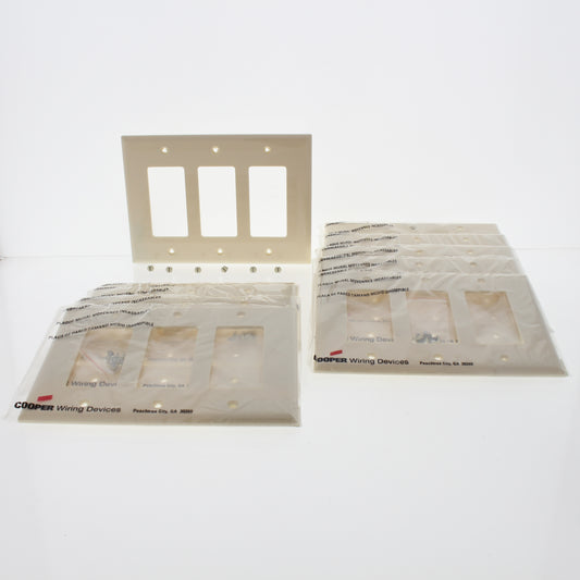 Cooper PJ263A Almond 3-Gang Decorator GFCI Nylon Mid-Size Wallplate Cover 10pcs