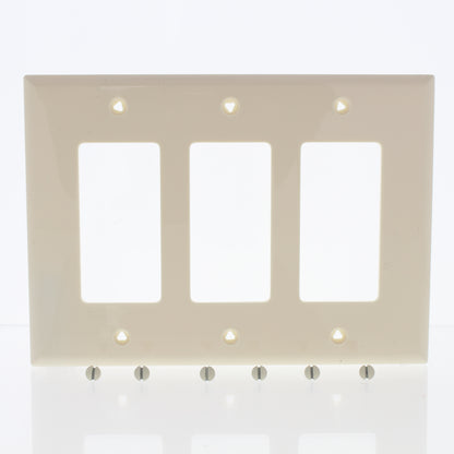 Cooper PJ263A Almond 3-Gang Decorator GFCI Nylon Mid-Size Wallplate Cover 10pcs