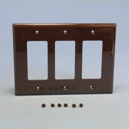 Cooper PJ263B Brown 3-Gang Decorator GFCI Unbreakable Mid-Size Wallplate Cover