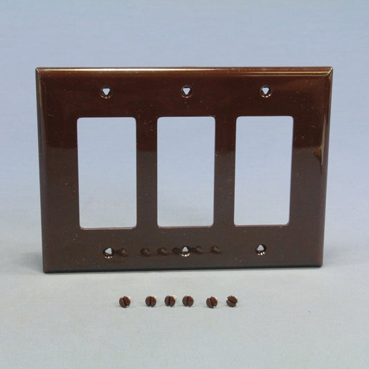 Cooper PJ263B Brown 3-Gang Decorator GFCI Unbreakable Mid-Size Wallplate Cover