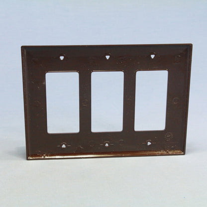 Cooper PJ263B Brown 3-Gang Decorator GFCI Unbreakable Mid-Size Wallplate Cover