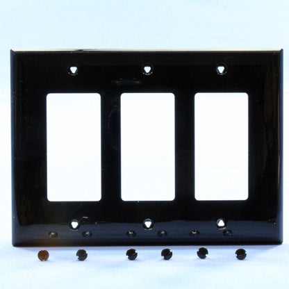 Cooper Black 3-Gang Decorator Unbreakable MidSize Wallplate Rocker Cover PJ263BK
